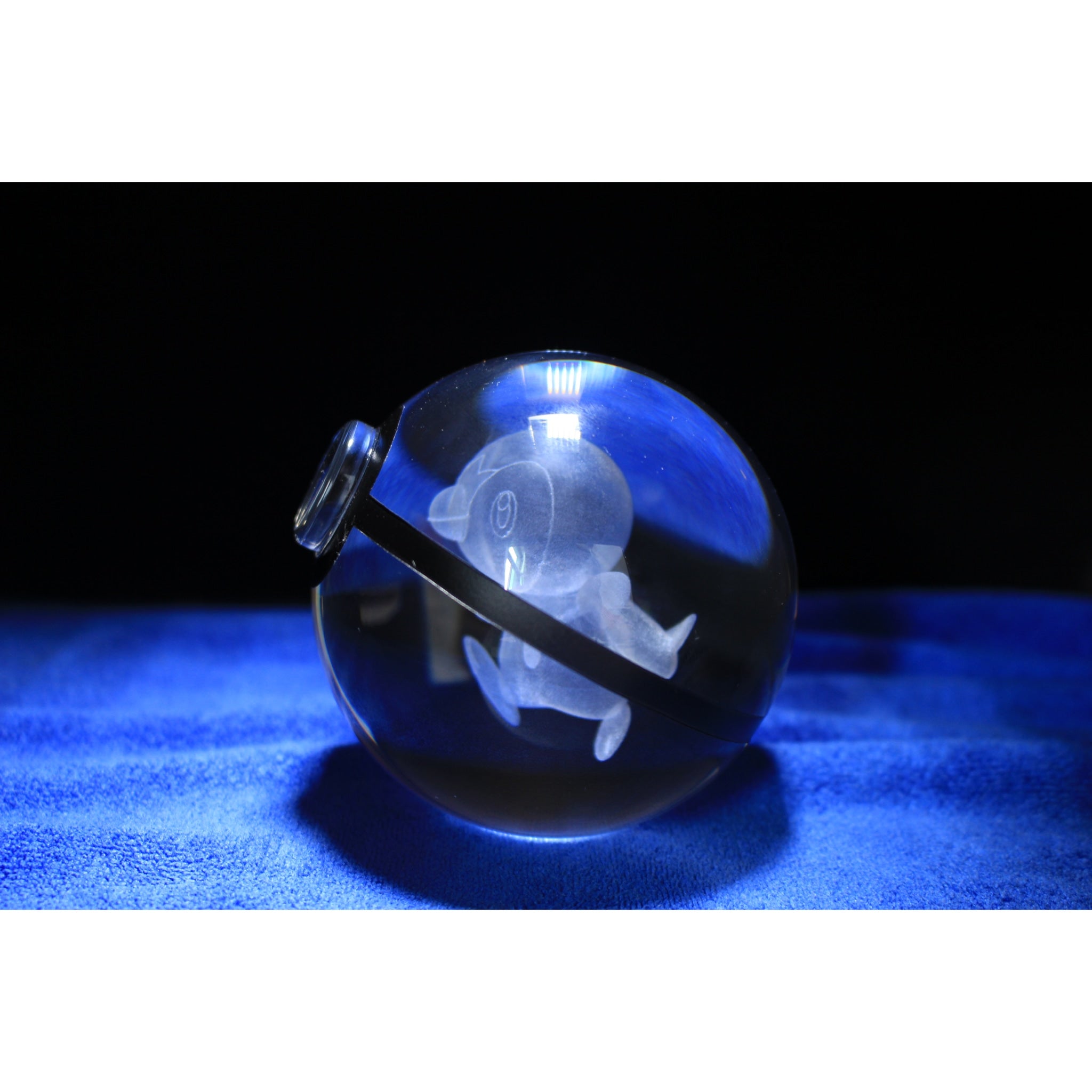 Piplup Pokemon Glass Crystal Pokeball 43 with Light-Up LED Base Ornament 80mm XL Size