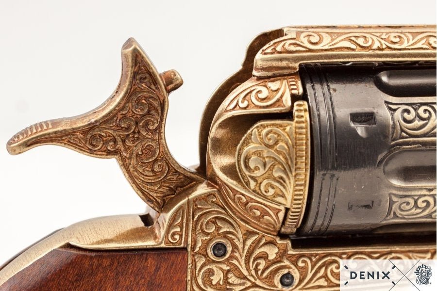 Engraved 1869 Colt With Wooden Handle Denix Replica G1280ML - NEXTLEVELUK