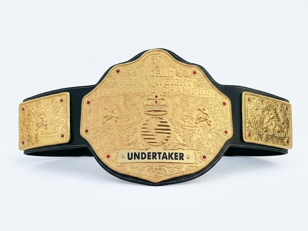 WWE Big Gold Heavyweight Championship Replica Title Wrestling Belt Undertaker 6MM Plate