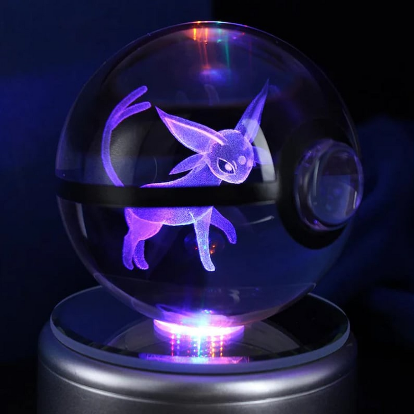 Pokemon Ball Espeon Glass Crystal Pokeball 8 with Light-Up LED Base Ornament 80mm XL Size