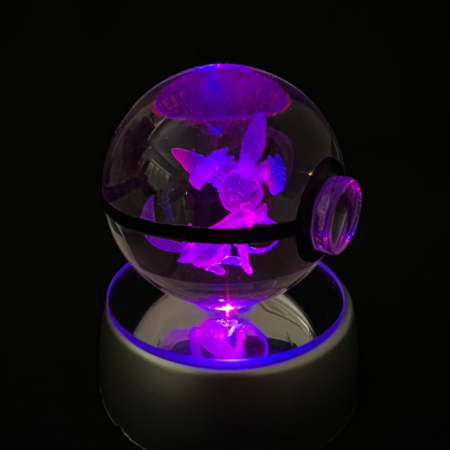 Sylveon Pokemon Glass Crystal Pokeball 9 with Light-Up LED Base Ornament 80mm XL Size