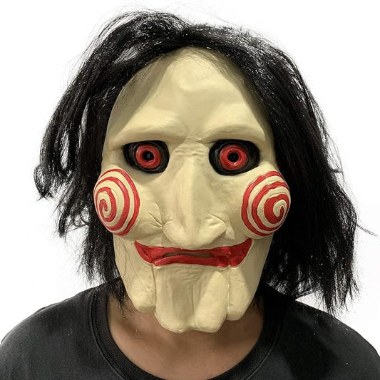 Jigsaw Puppet Saw Latex Mask for Cosplay, Halloween Jigsaw - NEXTLEVELUK