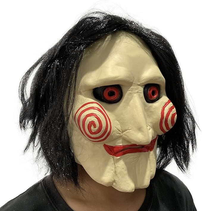 Jigsaw Puppet Saw Latex Mask for Cosplay, Halloween Jigsaw - NEXTLEVELUK