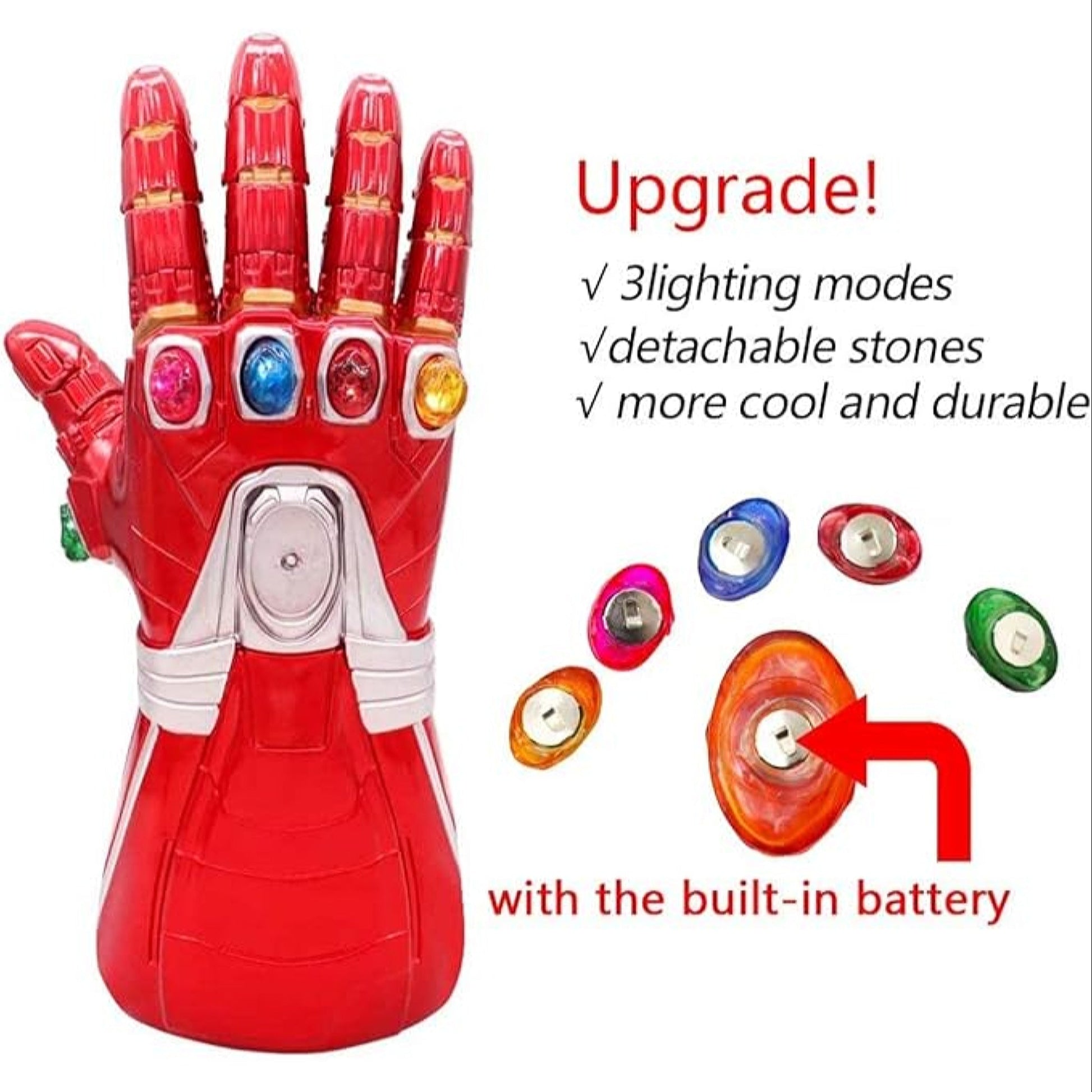 LED Light Up Infinity Gauntlet Gloves with Removable Magnet Infinity Stones - NEXTLEVELUK