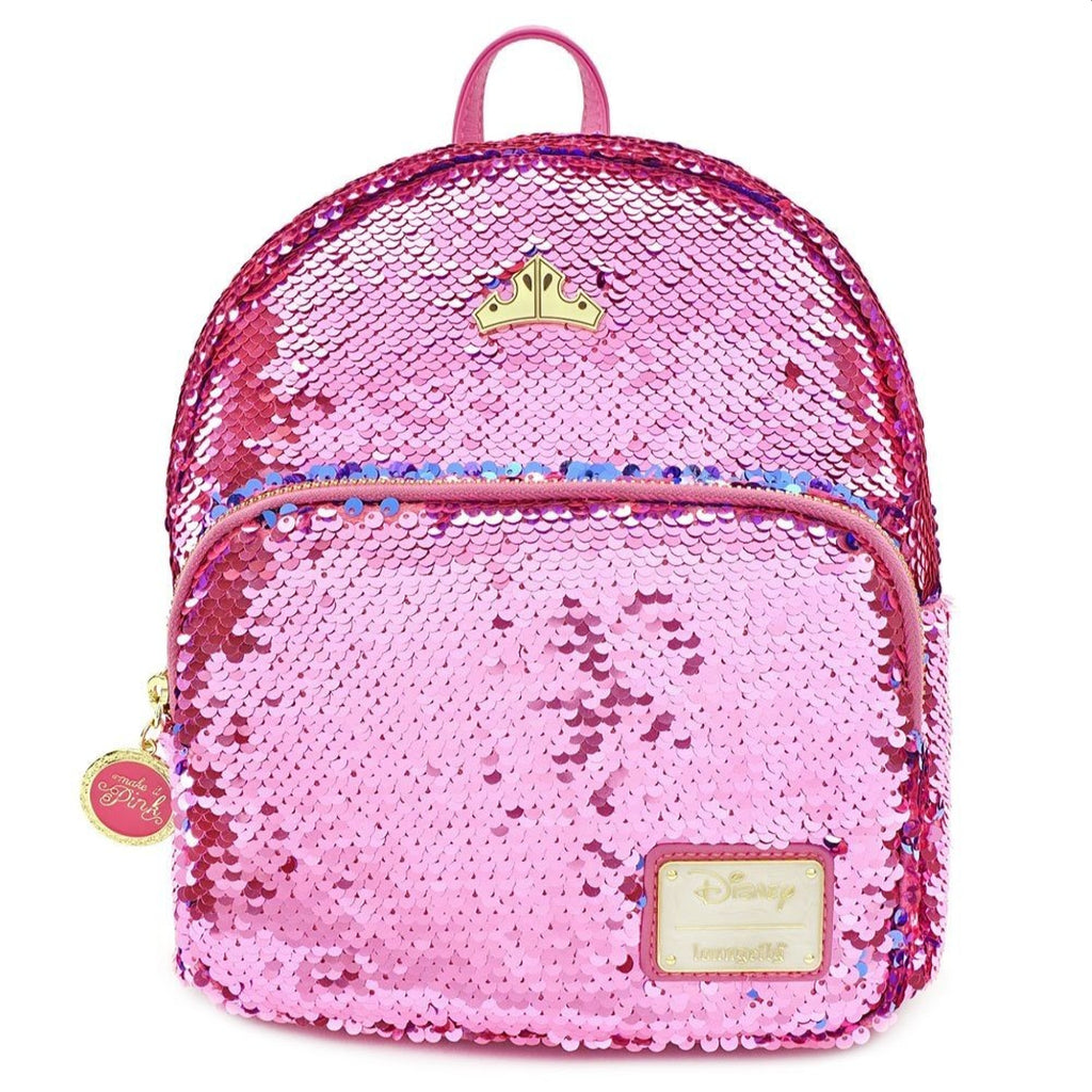 Disney Loungefly Sleeping Beauty Sequin Backpack Pink & Blue Reversible