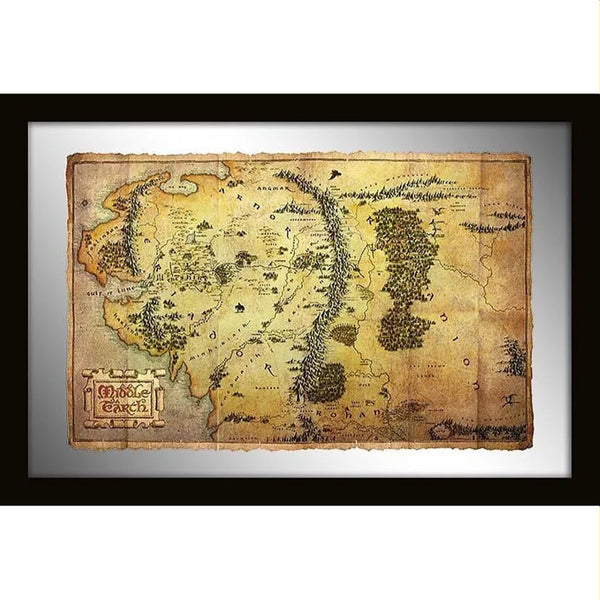 Lord of the Rings The Hobbit Middle Earth Map with Mirror DAMAGED