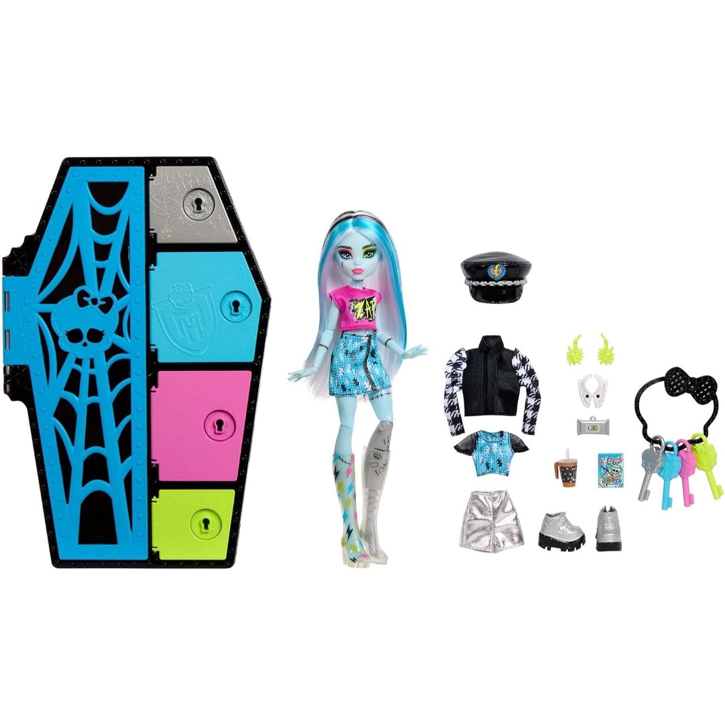 Monster High Skulltimate Doll Frankie Stein with Dress - Up Locker - NEXTLEVELUK