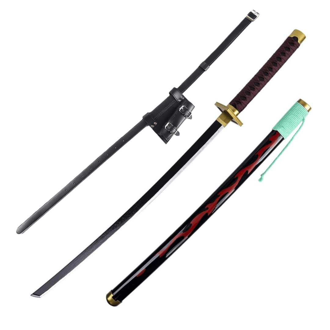 One Piece Kinemon Kitsunebi - ryu Wooden Sword Cosplay Prop Replica With PU Sword Belt Bundle - NEXTLEVELUK