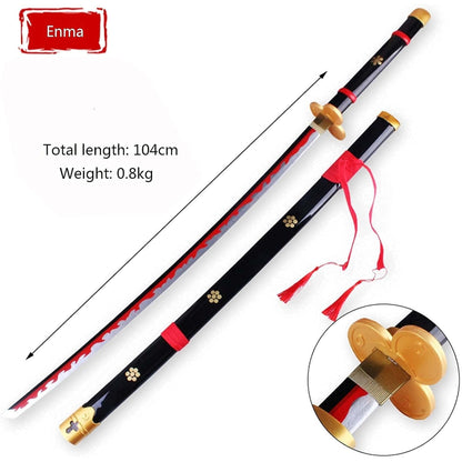 One Piece Roronoa Zoro Cosplay Wooden Swords Black Enma Prop Replica 104cm - NEXTLEVELUK