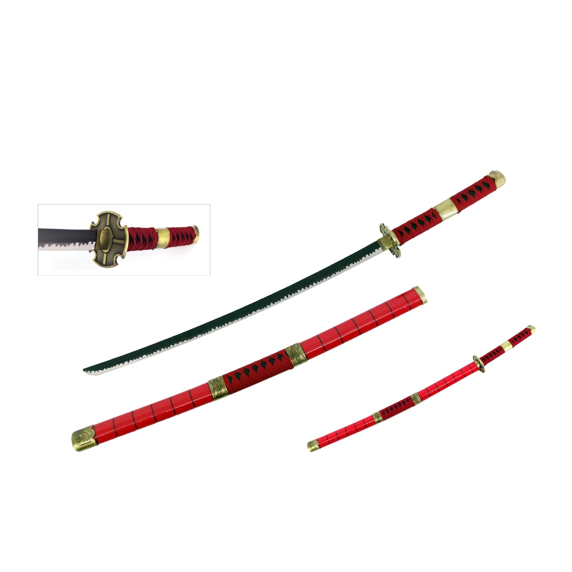 One Piece Zoro Sandai Kitetsu Metal Red Katana Sword - NEXTLEVELUK