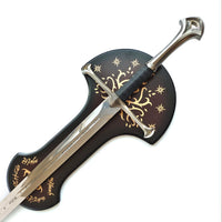 Lord of the Rings Sword of King Elessar Aragorn Anduril Metal Sword With Wall Plaque DAMAGED