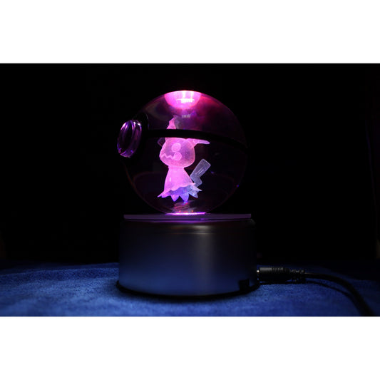 Pokemon 3D Crystal Ball 27 Pokeball Mimikyu Night Light 8cm XL Size - NEXTLEVELUK