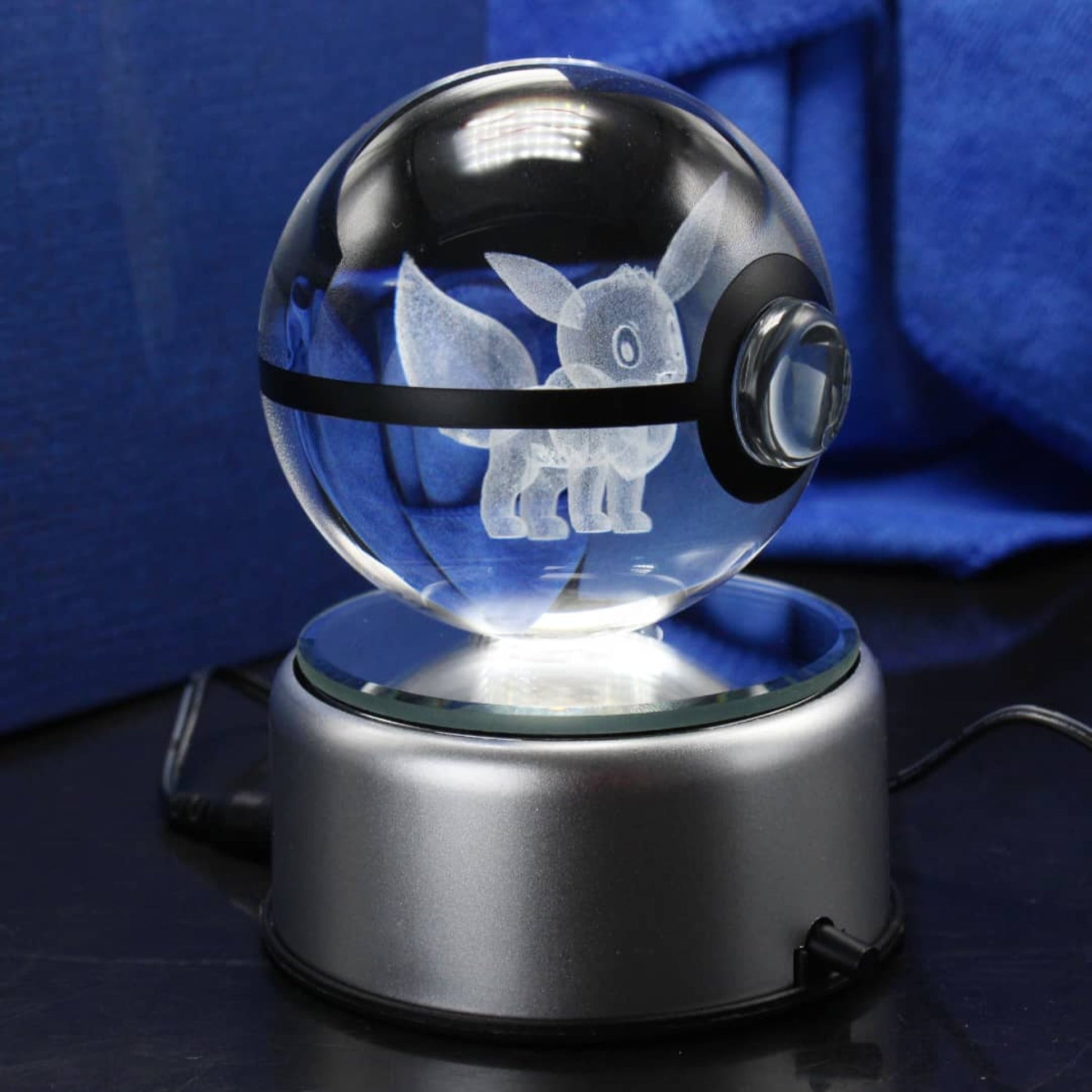 Pokemon 3D Crystal Ball 6 Pokeball Eevee Night Light 8cm XL Size - NEXTLEVELUK