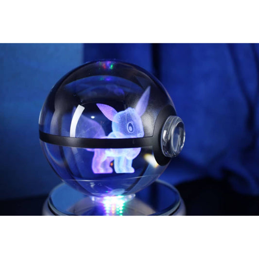 Pokemon 3D Crystal Ball 6 Pokeball Eevee Night Light 8cm XL Size - NEXTLEVELUK