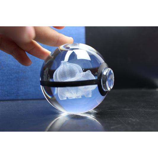 Pokemon 3D Crystal Ball Pokeball Bulbasaur Night Light 8cm XL Size - NEXTLEVELUK