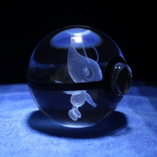 Pokemon 3D Crystal Ball Pokeball Celebi Night Light 8cm XL Size - NEXTLEVELUK