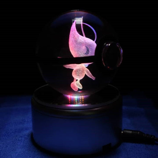 Pokemon 3D Crystal Ball Pokeball Celebi Night Light 8cm XL Size - NEXTLEVELUK