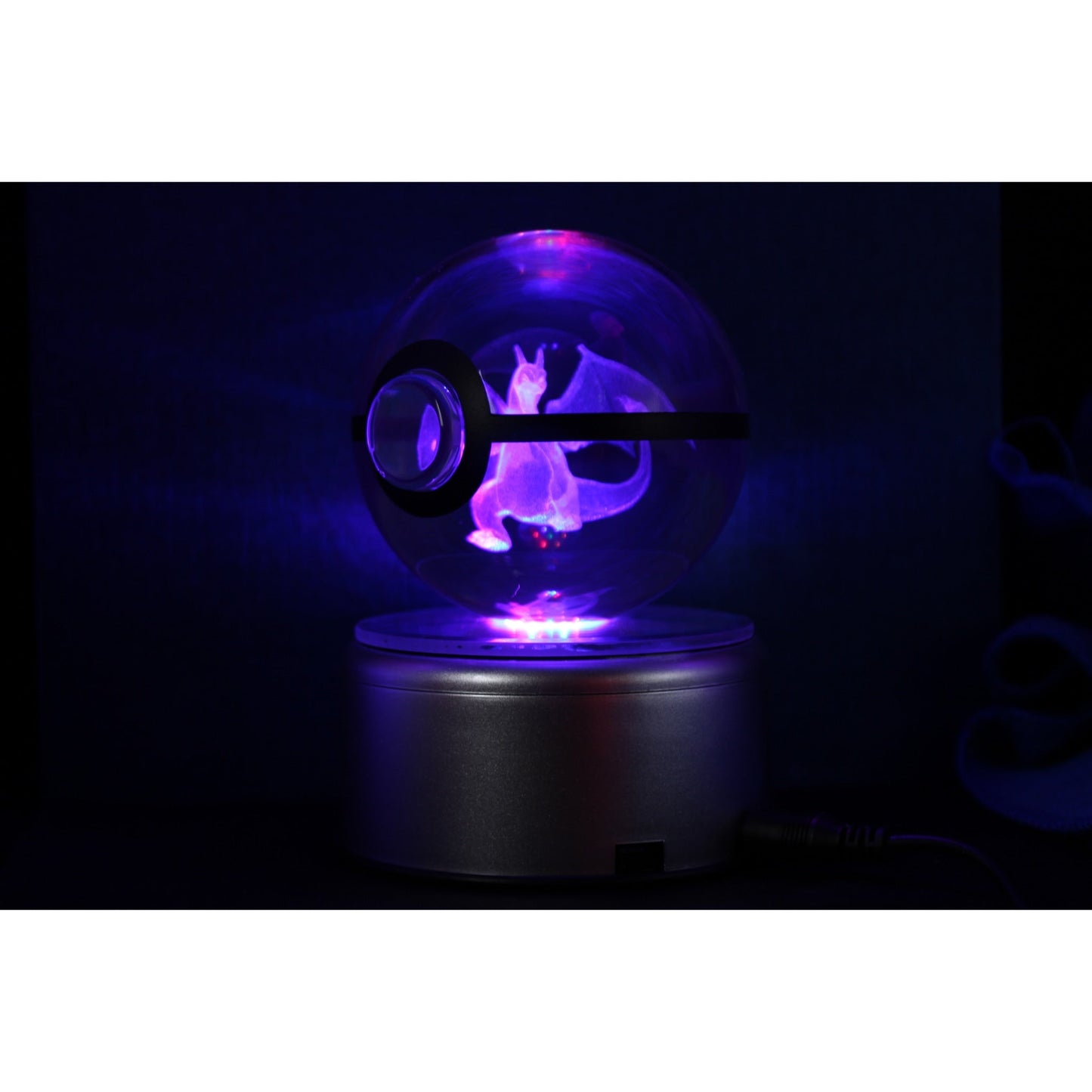 Pokemon 3D Crystal Ball Pokeball Charizard Night Light 8cm XL Size - NEXTLEVELUK
