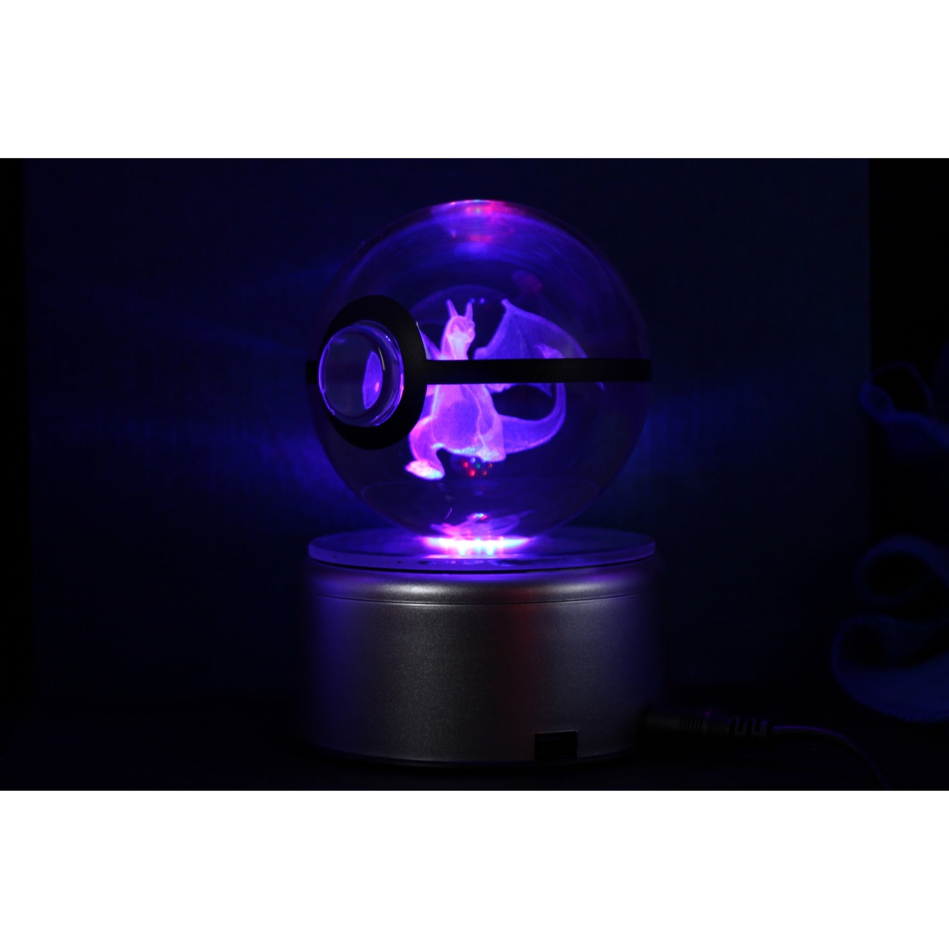 Pokemon 3D Crystal Ball Pokeball Charizard Night Light 8cm XL Size - NEXTLEVELUK