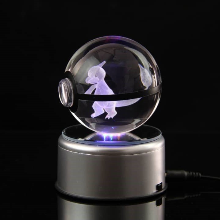 Pokemon 3D Crystal Ball Pokeball Charmeleon Night Light 8cm XL Size - NEXTLEVELUK