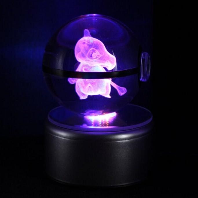 Pokemon 3D Crystal Ball Pokeball Cubone Night Light 8cm XL Size - NEXTLEVELUK