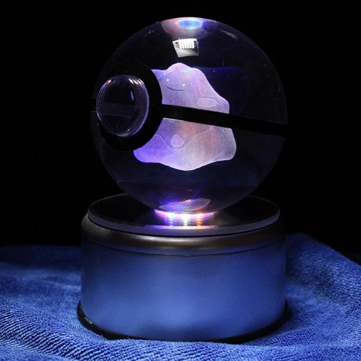 Pokemon 3D Crystal Ball Pokeball Ditto Night Light 8cm XL Size - NEXTLEVELUK
