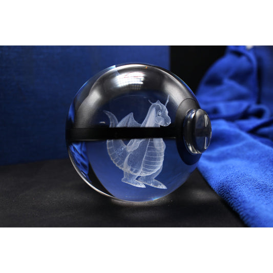 Pokemon 3D Crystal Ball Pokeball Dragonite Night Light 8cm XL Size - NEXTLEVELUK