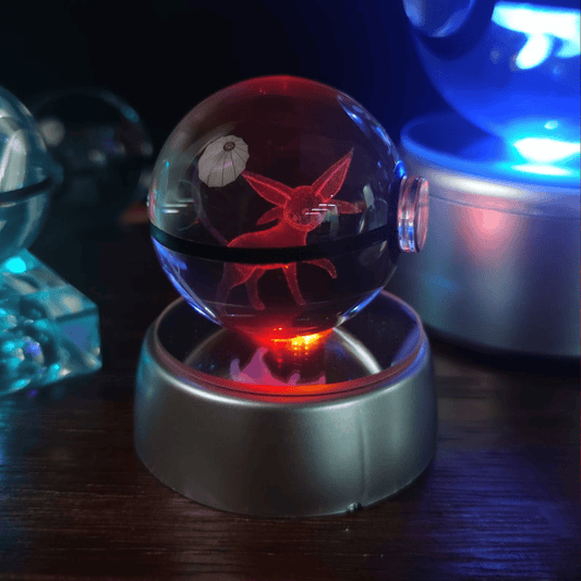 Pokemon 3D Crystal Ball Pokeball Espeon Night Light 8cm XL Size - NEXTLEVELUK