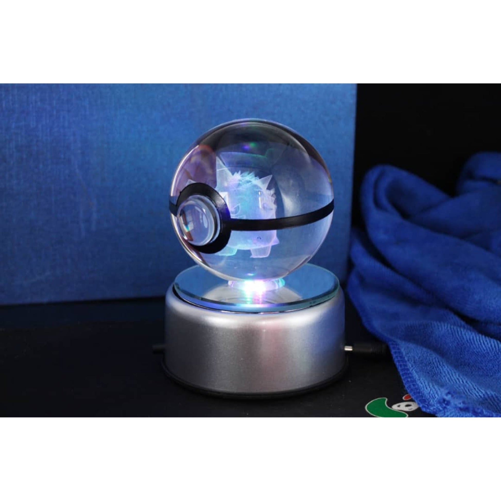 Pokemon 3D Crystal Ball Pokeball Gengar Night Light 8cm XL Size - NEXTLEVELUK
