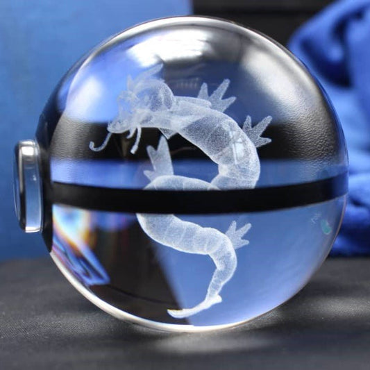 Pokemon 3D Crystal Ball Pokeball Gyrados Night Light 8cm XL Size - NEXTLEVELUK