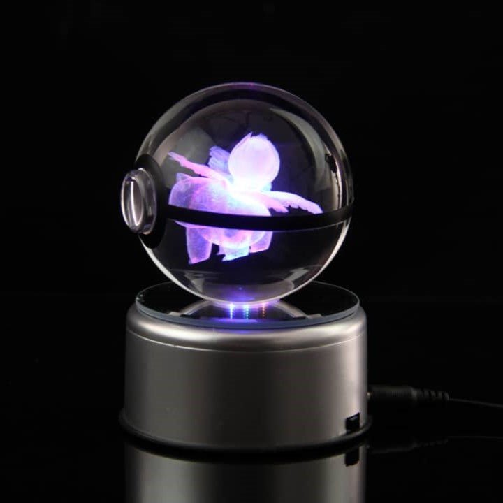 Pokemon 3D Crystal Ball Pokeball Ivysaur Night Light 8cm XL Size - NEXTLEVELUK