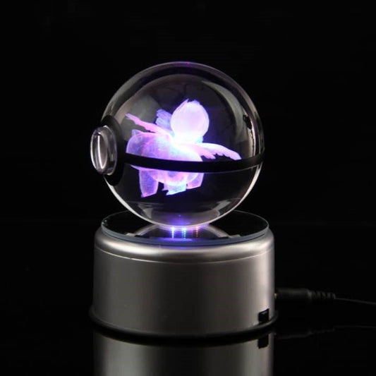 Pokemon 3D Crystal Ball Pokeball Ivysaur Night Light 8cm XL Size - NEXTLEVELUK