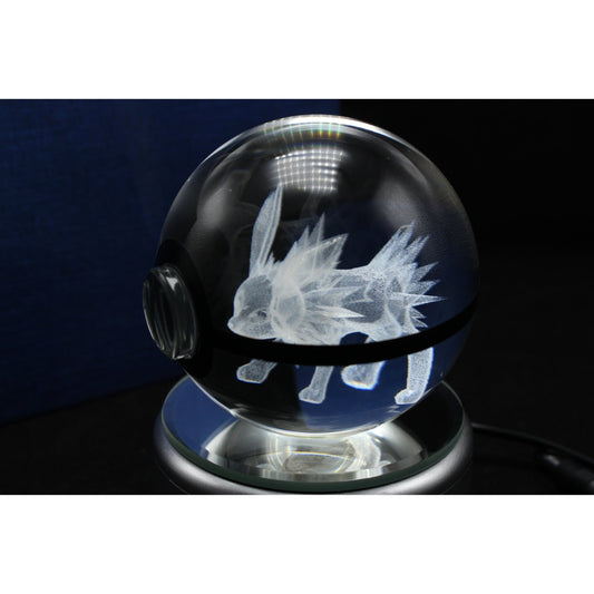 Pokemon 3D Crystal Ball Pokeball Jolteon Night Light 8cm XL Size - NEXTLEVELUK