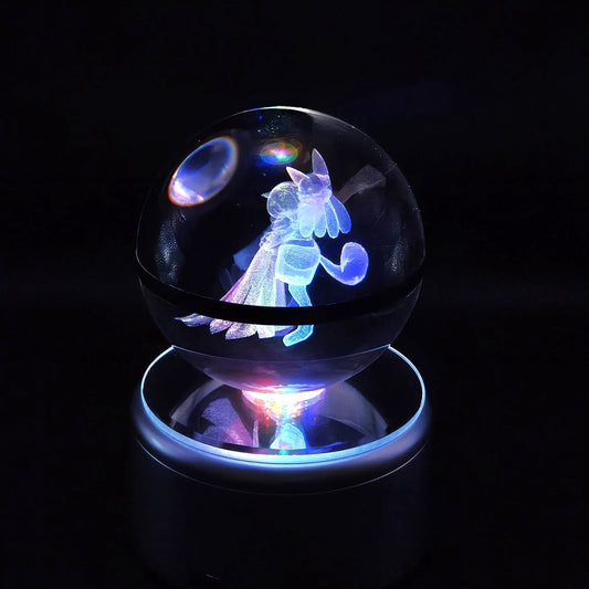 Pokemon 3D Crystal Ball Pokeball Lucario & Gardevoir Night Light 8cm XL Size - NEXTLEVELUK