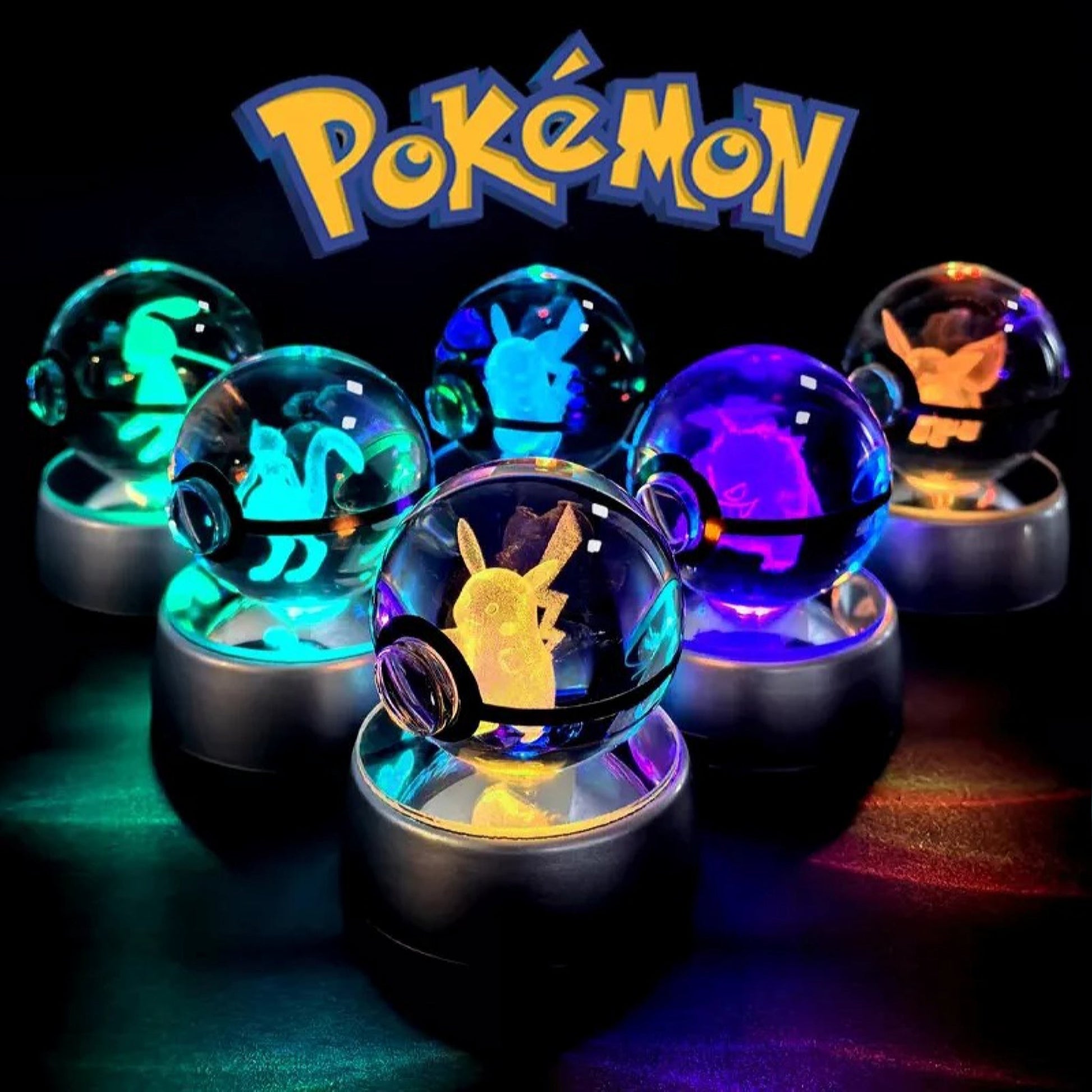 Pokemon 3D Crystal Ball Pokeball Lucario & Gardevoir Night Light 8cm XL Size - NEXTLEVELUK