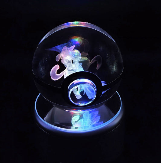 Pokemon 3D Crystal Ball Pokeball Lucario & Gardevoir Night Light 8cm XL Size - NEXTLEVELUK