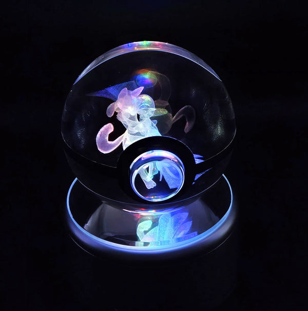 Pokemon 3D Crystal Ball Pokeball Lucario & Gardevoir Night Light 8cm XL Size DAMAGED