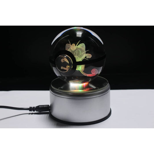 Pokemon 3D Crystal Ball Pokeball Meowth Night Light 8cm XL Size - NEXTLEVELUK