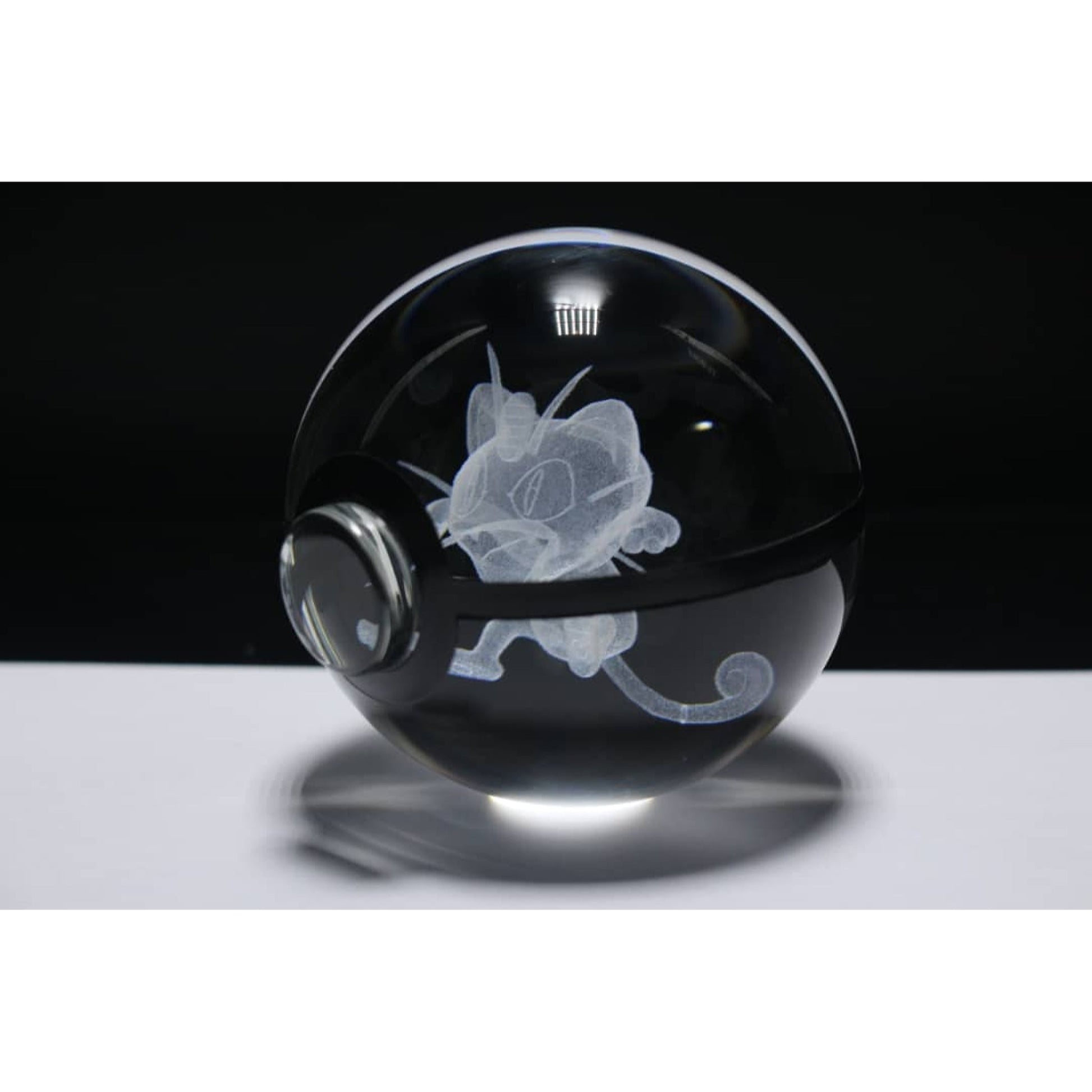 Pokemon 3D Crystal Ball Pokeball Meowth Night Light 8cm XL Size - NEXTLEVELUK