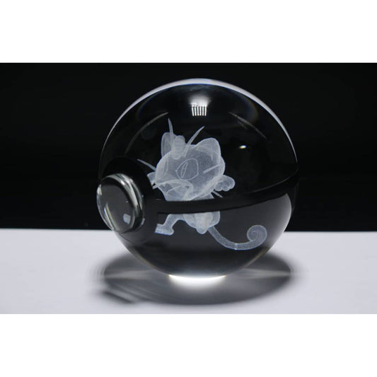 Pokemon 3D Crystal Ball Pokeball Meowth Night Light 8cm XL Size - NEXTLEVELUK
