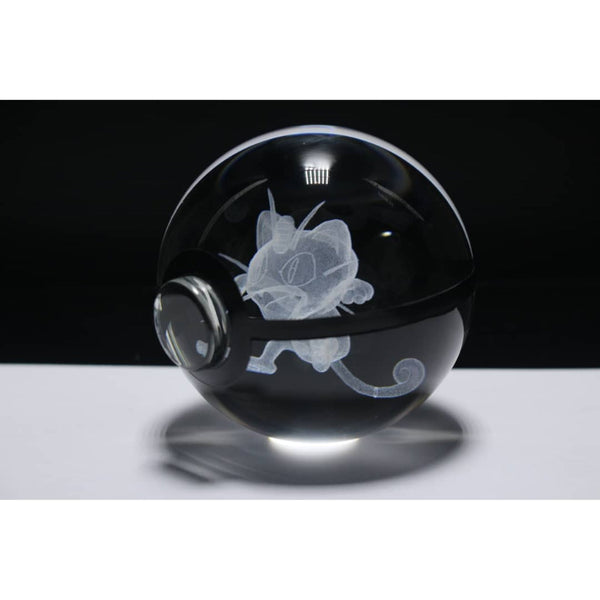 Pokemon 3D Crystal Ball Pokeball Meowth Night Light 8cm XL Size DAMAGED
