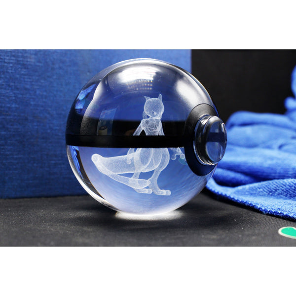 Pokemon 3D Crystal Ball Pokeball Mewtwo Night Light 8cm XL Size