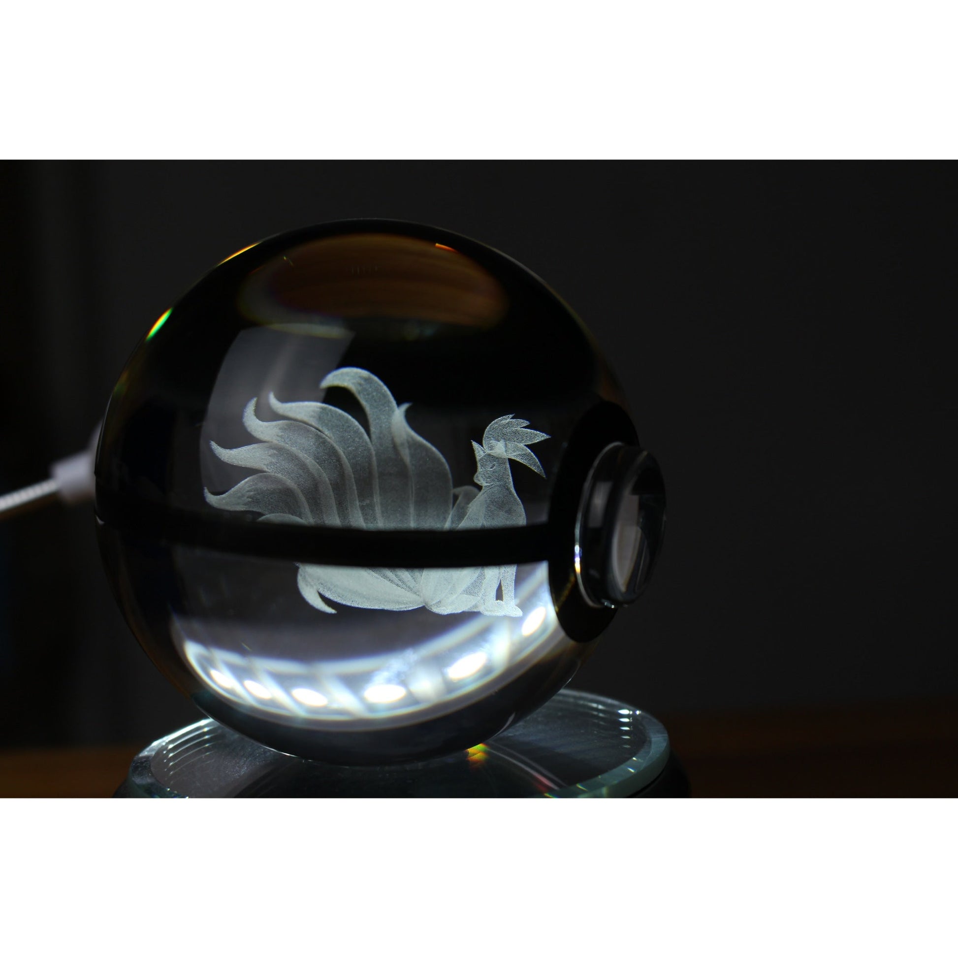 Pokemon 3D Crystal Ball Pokeball Ninetales Night Light 8cm XL Size - NEXTLEVELUK