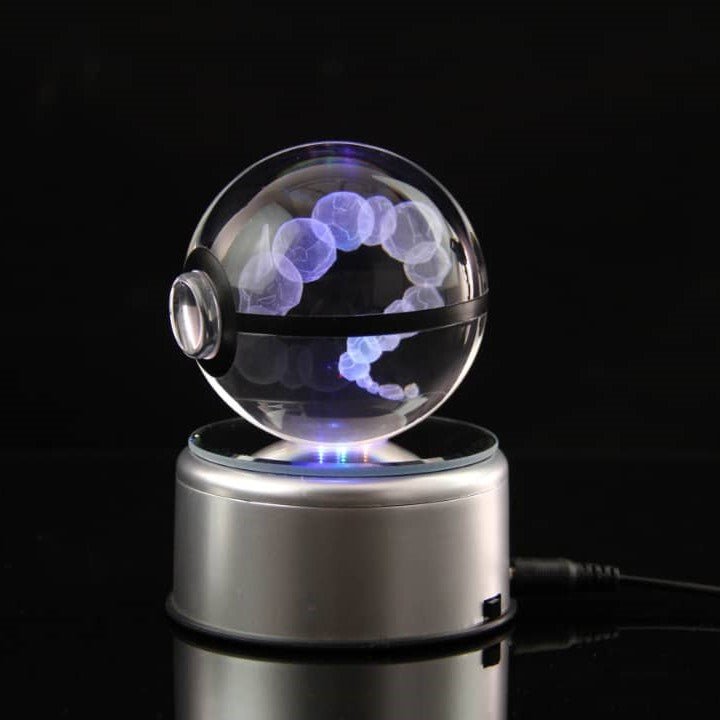 Pokemon 3D Crystal Ball Pokeball Onix Night Light 8cm XL Size - NEXTLEVELUK
