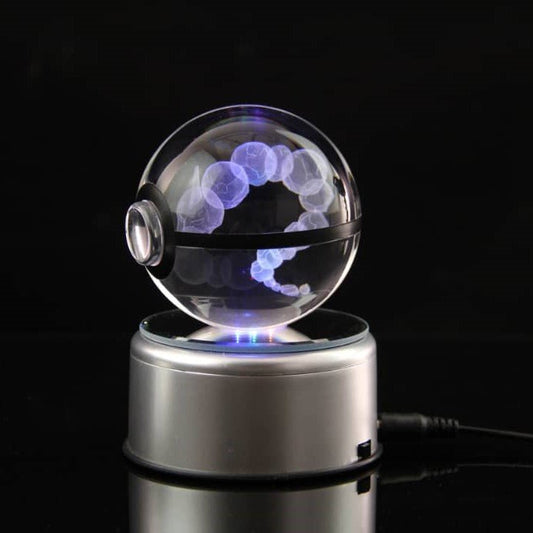 Pokemon 3D Crystal Ball Pokeball Onix Night Light 8cm XL Size - NEXTLEVELUK
