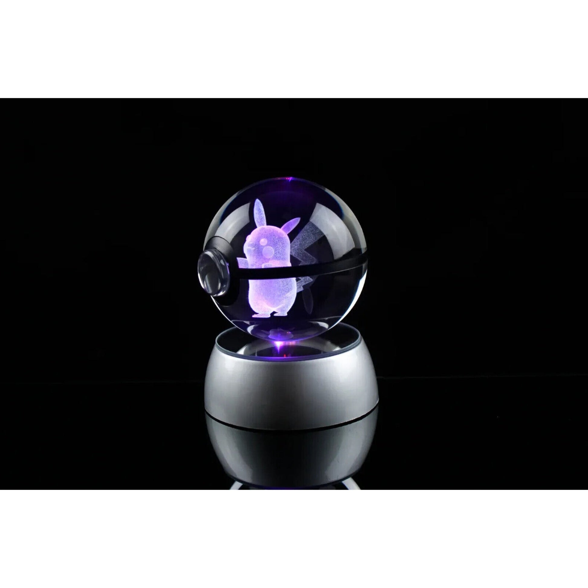 Pokemon 3D Crystal Ball Pokeball Pikachu Night Light 8cm XL Size - NEXTLEVELUK