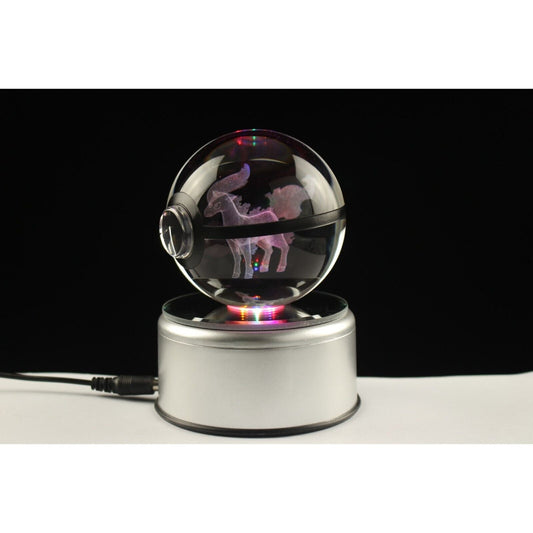 Pokemon 3D Crystal Ball Pokeball Ponyta Night Light 8cm XL Size - NEXTLEVELUK