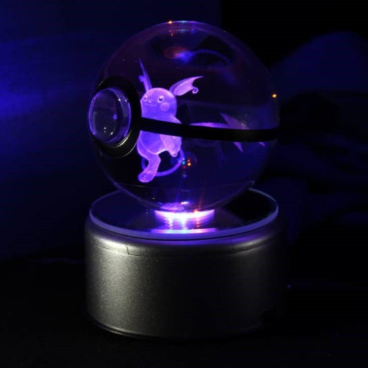 Pokemon 3D Crystal Ball Pokeball Raichu Night Light 8cm XL Size - NEXTLEVELUK