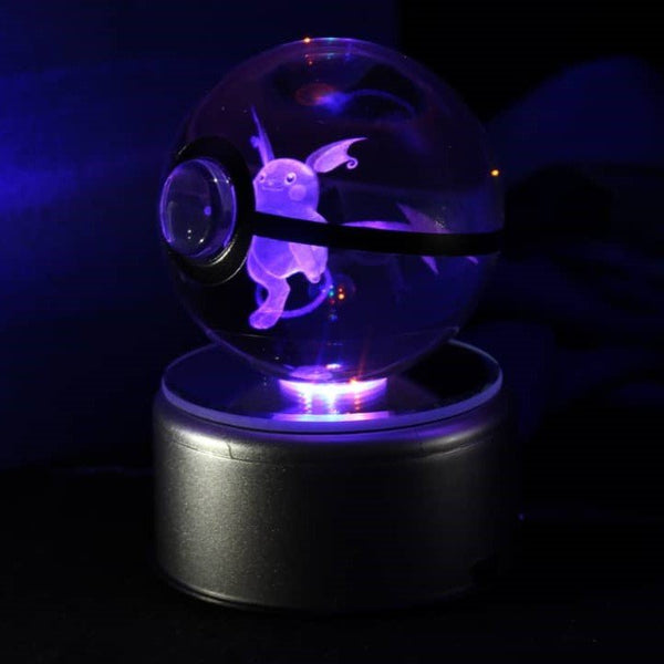 Pokemon 3D Crystal Ball Pokeball Raichu Night Light 8cm XL Size DAMAGED