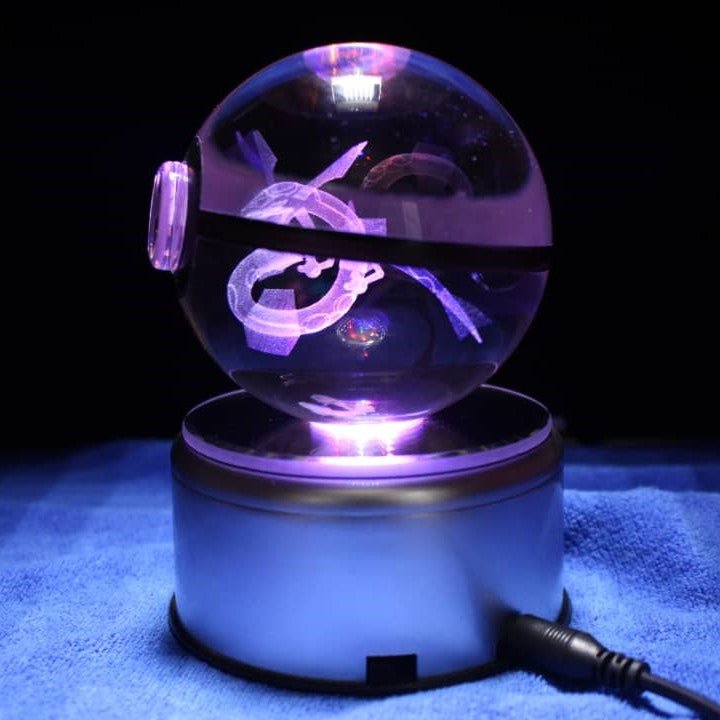 Pokemon 3D Crystal Ball Pokeball Rayquaza Night Light 8cm XL Size - NEXTLEVELUK